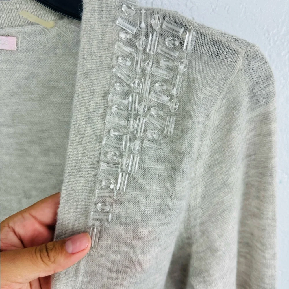 Rebecca Taylor Y2K Cashmere Bejeweled Baby Doll Pelum Grey Single Hook Cardigan - Picture 5 of 8